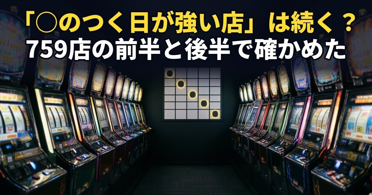 【ジャグラー】「この店は○のつく日が強い」は続くのか。759店の前半と後半で比べたら、差は5分の1以下に縮んだ